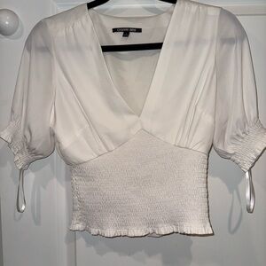 Gianni Bini Cream Smocked Blouse